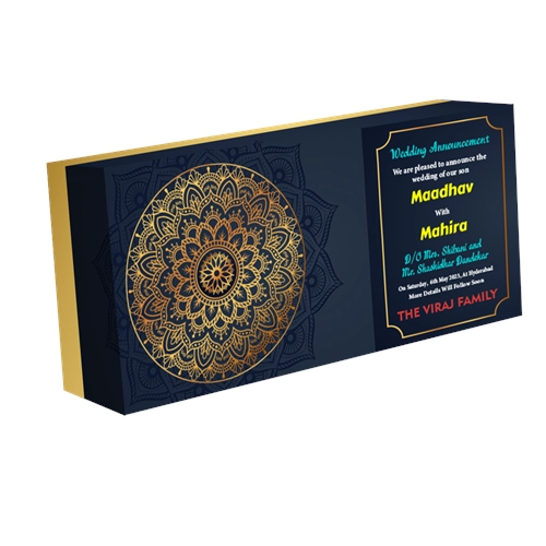Wedding Announcement Gift Box Premium Gold Single Compartment